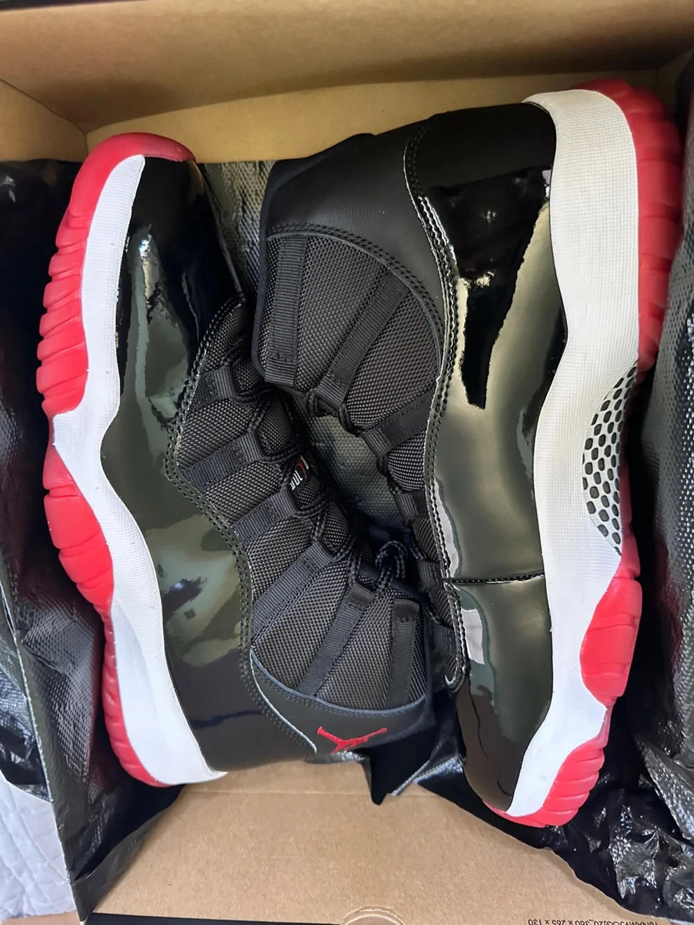 Air Jordan 11 Retro 'Bred' High Top Sneakers - Black/Red